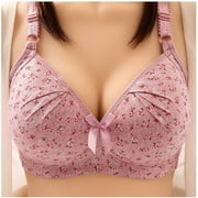 purcolt Sexy Plus Size Lace Wireless Bra, Full-Coverage Wirefree Bralette, Comfort Fit Convertible Bra Non-adjustable Underwear Bra for Everyday Wear Underwear(42C-48D)